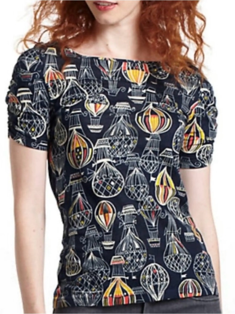Anthropologie Here & There hot air balloon print top-Sz XS